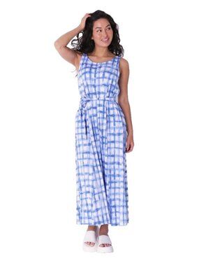 Cuddl Duds Dress sz PXL Petite Flexwear Paneled Maxi Dress Blue A586587